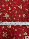 Star Motif Brocade with Fused Back - Royal Red / Gold