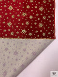 Star Motif Brocade with Fused Back - Royal Red / Gold