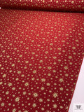 Star Motif Brocade with Fused Back - Royal Red / Gold
