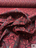 Abstract Vine Brocade with Fused Back - Wine / Black / Gold