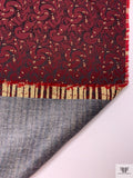 Abstract Vine Brocade with Fused Back - Wine / Black / Gold