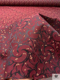 Abstract Vine Brocade with Fused Back - Wine / Black / Gold