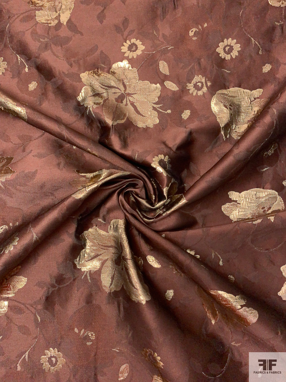 Floral Metallic Brocade - Brown / Gold | FABRICS & FABRICS