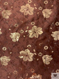 Floral Metallic Brocade - Brown / Gold