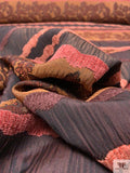 Striped and Chenille-Detailed Textured Brocade - Dusty Strawberry / Browns / Black