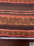Striped and Chenille-Detailed Textured Brocade - Dusty Strawberry / Browns / Black