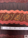 Striped and Chenille-Detailed Textured Brocade - Dusty Strawberry / Browns / Black