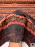 Striped and Chenille-Detailed Textured Brocade - Dusty Strawberry / Browns / Black