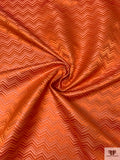 Italian Chevron Raffia-Like Brocade - Tiger Orange