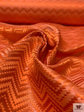 Italian Chevron Raffia-Like Brocade - Tiger Orange