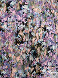 Italian Abstract Floral Printed Crinkled Velvet - Lavender / Blues / Champagne / Greens
