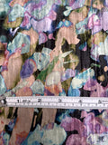 Italian Abstract Floral Printed Crinkled Velvet - Lavender / Blues / Champagne / Greens