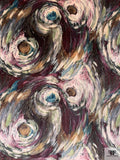 Italian Swirl Graphic Printed Micro Stretch Velvet - Purples / Teals / Earth Tones