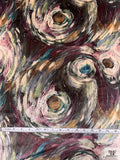 Italian Swirl Graphic Printed Micro Stretch Velvet - Purples / Teals / Earth Tones