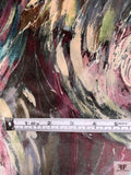 Italian Swirl Graphic Printed Micro Stretch Velvet - Purples / Teals / Earth Tones