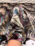 Italian Swirl Graphic Printed Micro Stretch Velvet - Purples / Teals / Earth Tones