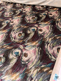 Italian Swirl Graphic Printed Micro Stretch Velvet - Purples / Teals / Earth Tones