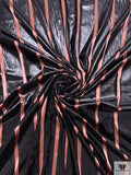 Striped Metallic Panné Velvet - Black / Dusty Rose