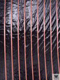 Striped Metallic Panné Velvet - Black / Dusty Rose