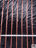 Striped Metallic Panné Velvet - Black / Dusty Rose