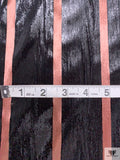 Striped Metallic Panné Velvet - Black / Dusty Rose