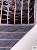 Striped Metallic Panné Velvet - Black / Dusty Rose