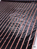 Striped Metallic Panné Velvet - Black / Dusty Rose