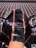 Striped Metallic Panné Velvet - Black / Dusty Rose