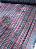 Striped Burnout Velvet - Blues / Red