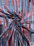 Striped Burnout Velvet - Blues / Red