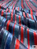 Striped Burnout Velvet - Blues / Red