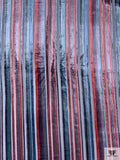 Striped Burnout Velvet - Blues / Red