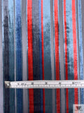 Striped Burnout Velvet - Blues / Red