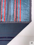 Striped Burnout Velvet - Blues / Red