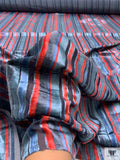 Striped Burnout Velvet - Blues / Red