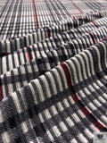 Plaid Cut Velour Stretch Knit - Grey / Black / Red