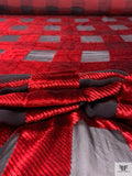Italian Buffalo Plaid Burnout Velvet - Royal Red / Black