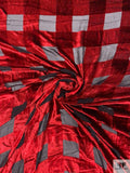 Italian Buffalo Plaid Burnout Velvet - Royal Red / Black