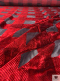 Italian Buffalo Plaid Burnout Velvet - Royal Red / Black