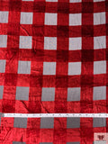 Italian Buffalo Plaid Burnout Velvet - Royal Red / Black
