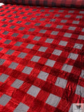 Italian Buffalo Plaid Burnout Velvet - Royal Red / Black