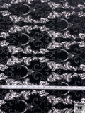 Guipure Lace with Stretch Velvet - Black