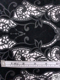 Guipure Lace with Stretch Velvet - Black