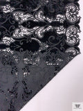Guipure Lace with Stretch Velvet - Black
