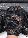 Guipure Lace with Stretch Velvet - Black