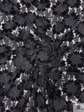 3D Floral Guipure Lace with Stretch Velvet - Black