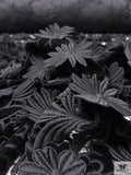 3D Floral Guipure Lace with Stretch Velvet - Black