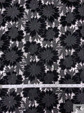3D Floral Guipure Lace with Stretch Velvet - Black