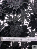 3D Floral Guipure Lace with Stretch Velvet - Black