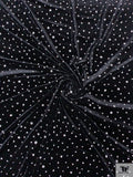 Stretch Velvet with Glitter Clusters - Black / Silver